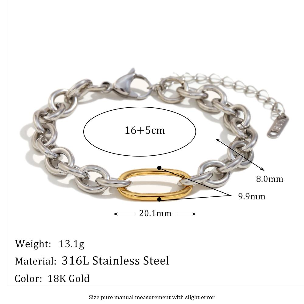 

MamacitaSlay Simple 18K Gold Plated Stainless Steel O-chain Asymmetrical Bracelet Necklace Daily Unique Waterproof Jewelry Gift
