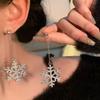 Elegant Snowflake Tassel Earrings - Sparkling Diamond Studs, Face Slimming, Perfect for Christmas