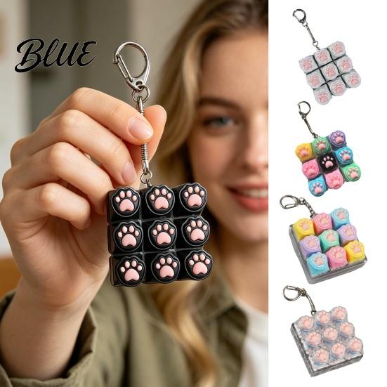 Mechanical Keyboard Toy Cat Paw Fidget 9-in-1 LED Light-up Keychain Decompression Handheld Device Button