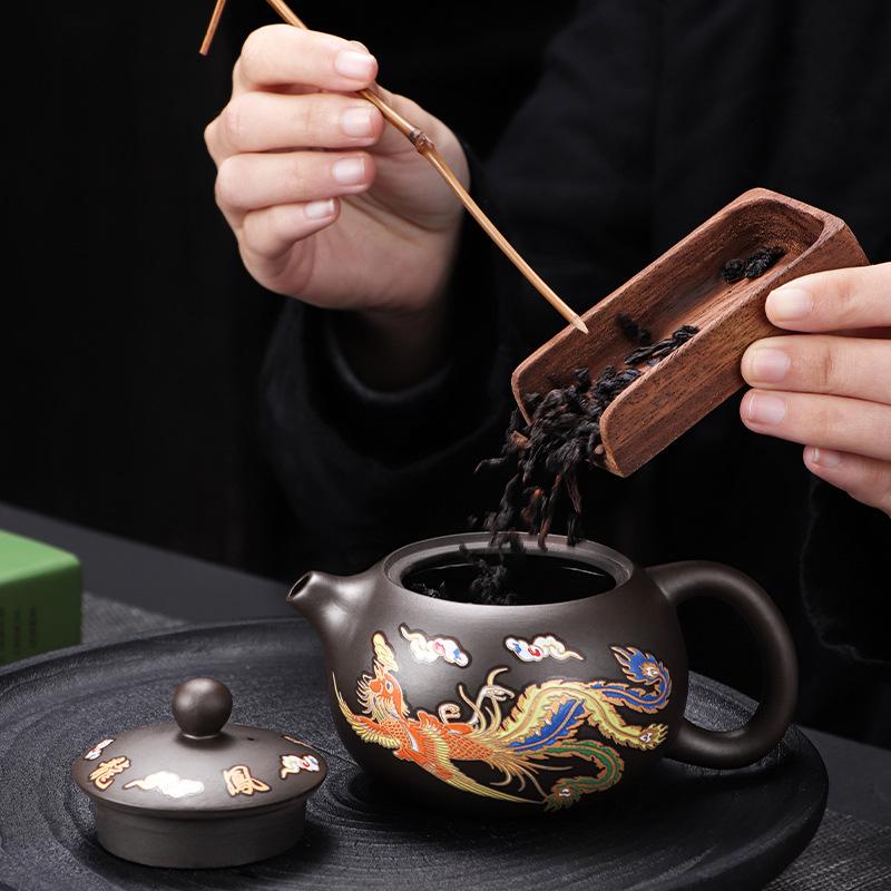 Vintage Chinese Style Color-changing Purple Clay Teapot Anti-Scald Handle Tea Brewer Tea Set Teapot Ceramics and Pottery Tea Cup