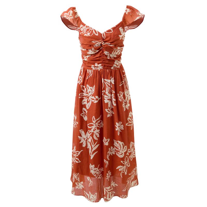 Sancai 2026 Summer Floral V-Neck A-Line Long Dress M
