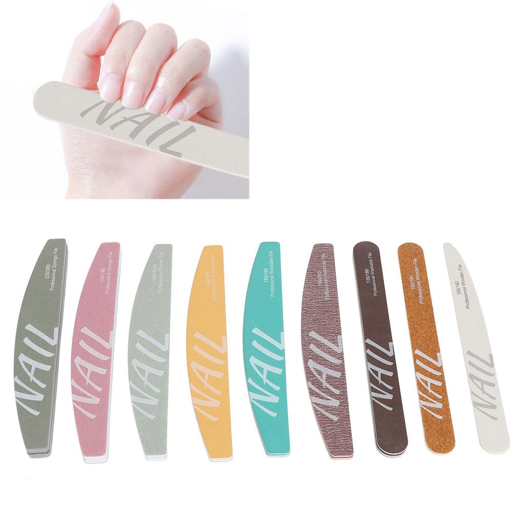 9 Piece Nail File Set Different Shape Professional Manicure Tools Washable Nail Buffer Set for Acryl