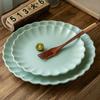 Simple Solid Color Flower-Shaped Frilly Plate High-Value Western Food Plate Ceramic Large Plate Household Round Plate Tableware Plate