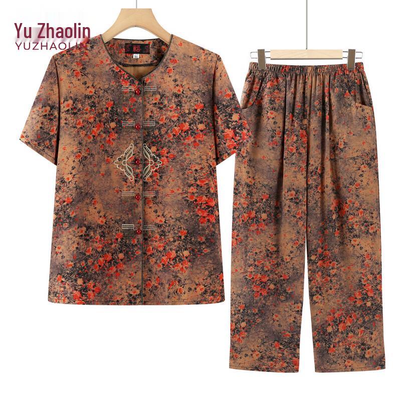 YUZHAOLIN Elderly Women s Plus Size Summer Short-Sleeve Set 5XL