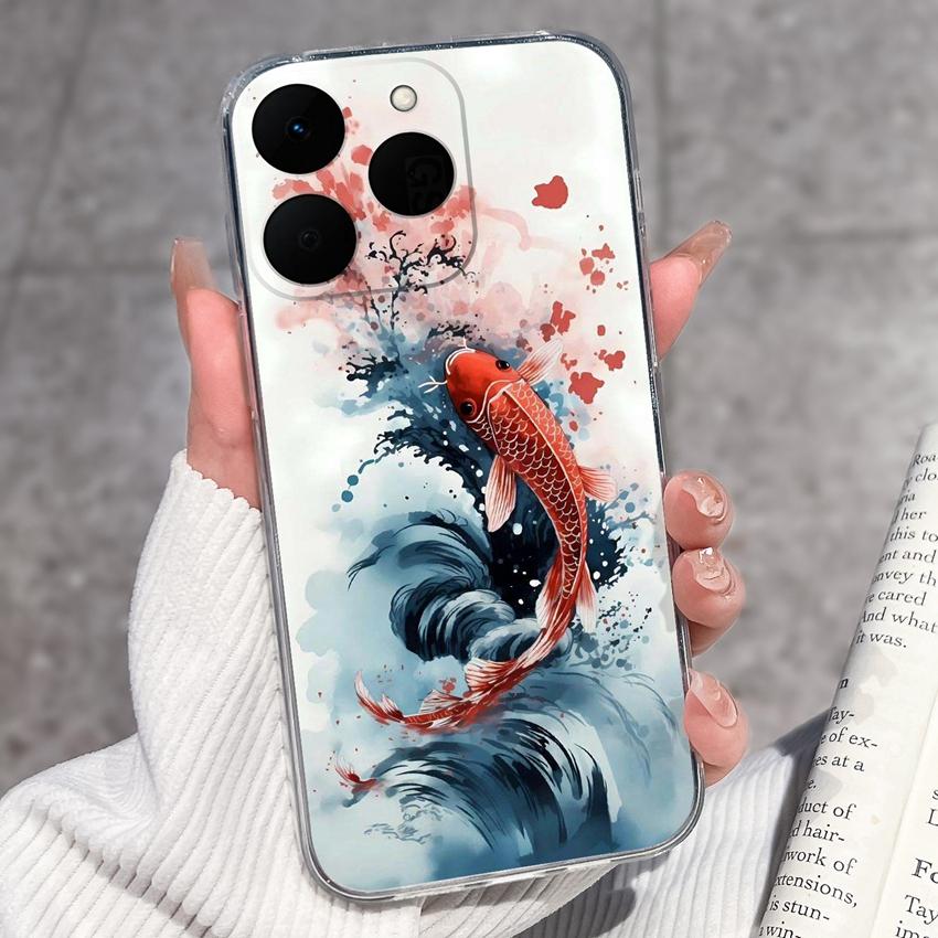 Pouzdro na telefon se vzorem čínského draka pro Realme 15T 14T 14X 15 13 12 11 10 C71 C61 P1 Měkké kryty Průhledné silikonové nárazuvzdorné pouzdro pro Realme Casing