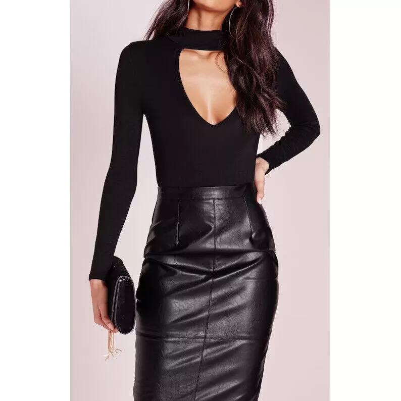 Leather Women's Skirt Formal Party Handmade Stylish Black Genuine Soft Lambskin