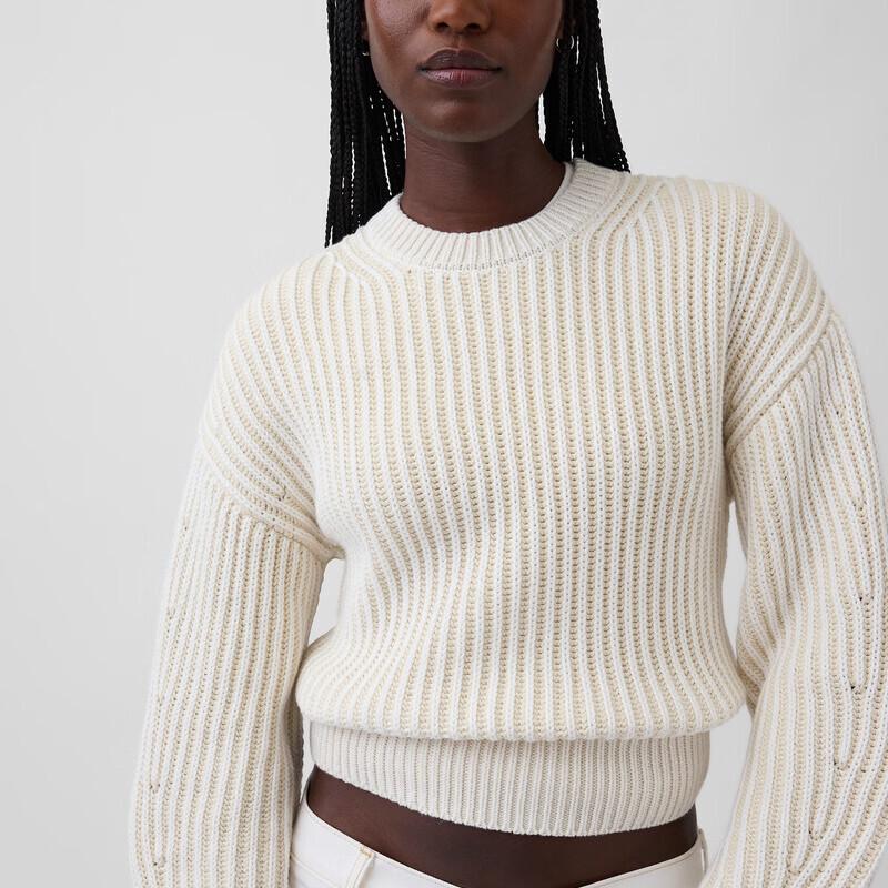Gap Women's 2026 Spring Pure Cotton Loose Round Neck Long Sleeve Knit Sweater