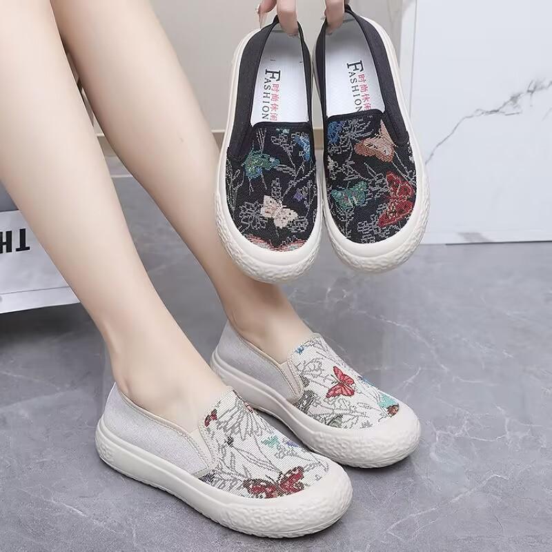 Fashion 2025 Fashion Women's Shoes Summer Women's Casual Shoes Color Blocked Versatile Breathable Lightweight Canvas Shoe