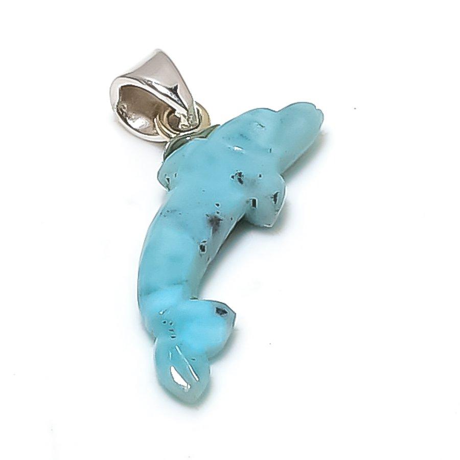 

Natural Larimar Gemstone Handmade 925 Sterling Silver Jewelry Pendant 0.67 p9R13