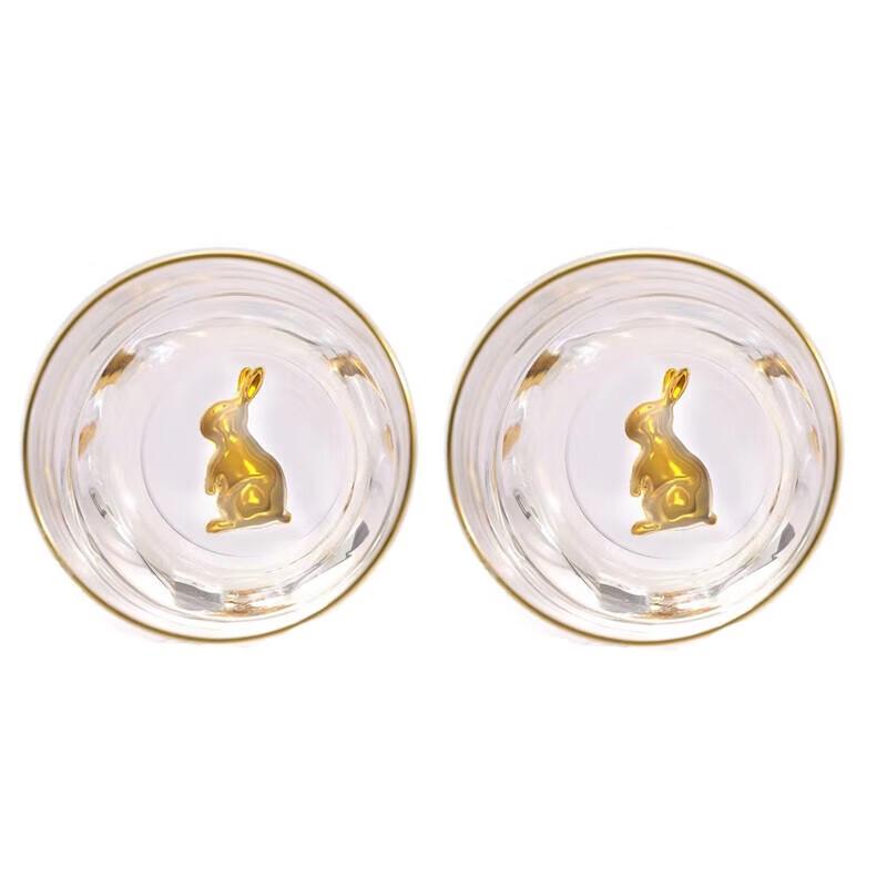 Ge Bei Tang Jade Rabbit Auspicious Glass Couple Tea Cups