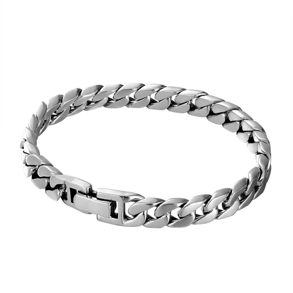 New Simple Retro Style S925 Silver Bracelet for Men Women Buckle Cuban Chain for Parties and Gifts Fine Silver Jewelry