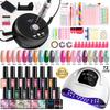 Nail Art Kit with 20 Colors Gel Polish, Brushes, Electric Nail Drill, LED Lamp, Full Set, Multiple Color Options