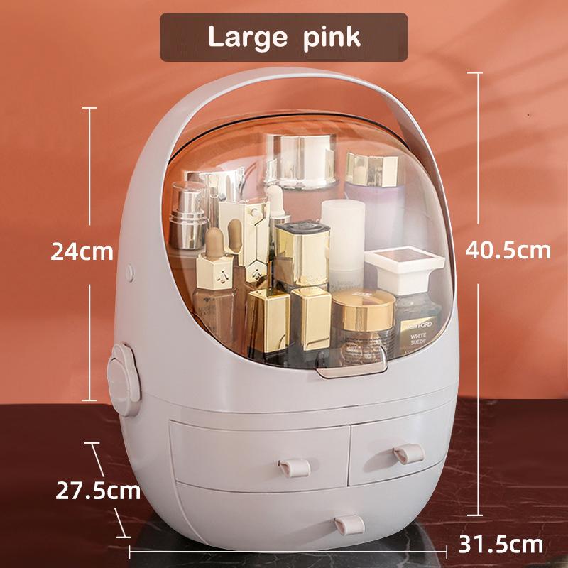 Caixa de Armazenamento de Cosméticos Multifuncional à Prova de Pó Cápsula Espacial Estojo de Cosméticos Prateleiras Transparentes para Cuidados com a Pele Cinto de Pó Alça