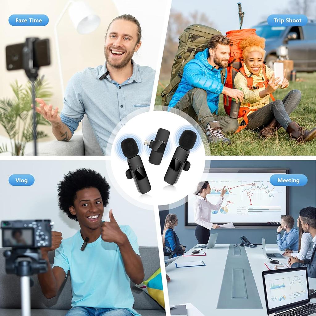 New Wireless Lavalier Microphone Portable Audio Video Recording Mini Mic for iPhone Android Live Broadcast Gaming Phone Mic
