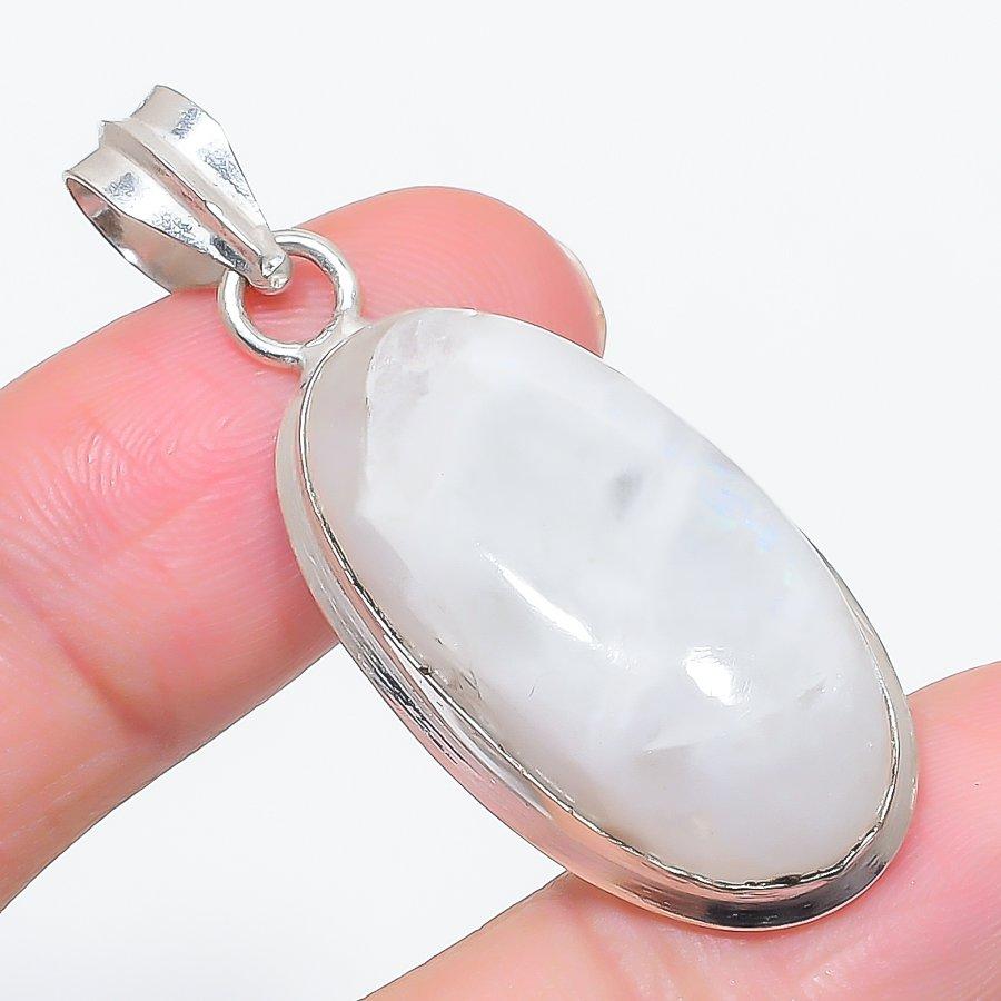 Natural Moonstone Gemstone 925 Sterling Silver Jewelry Pendant 1.93" C9n77