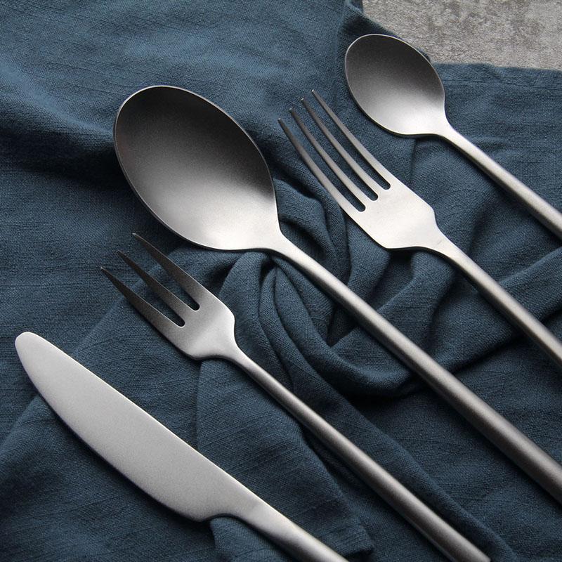 20Pcs Stainless Steel Cutlery Set Matte Silverware Knife Fork Spoon Tableware Flatware Dinnerware Set