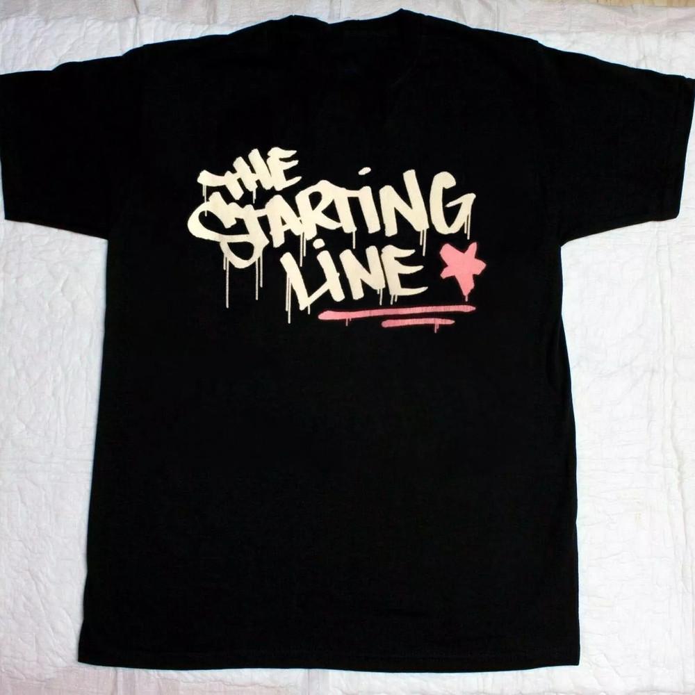 Трендовая Черная Хлопковая Футболка Унисекс The Starting Line Band Базовый Логотип Размеры S-5XL L