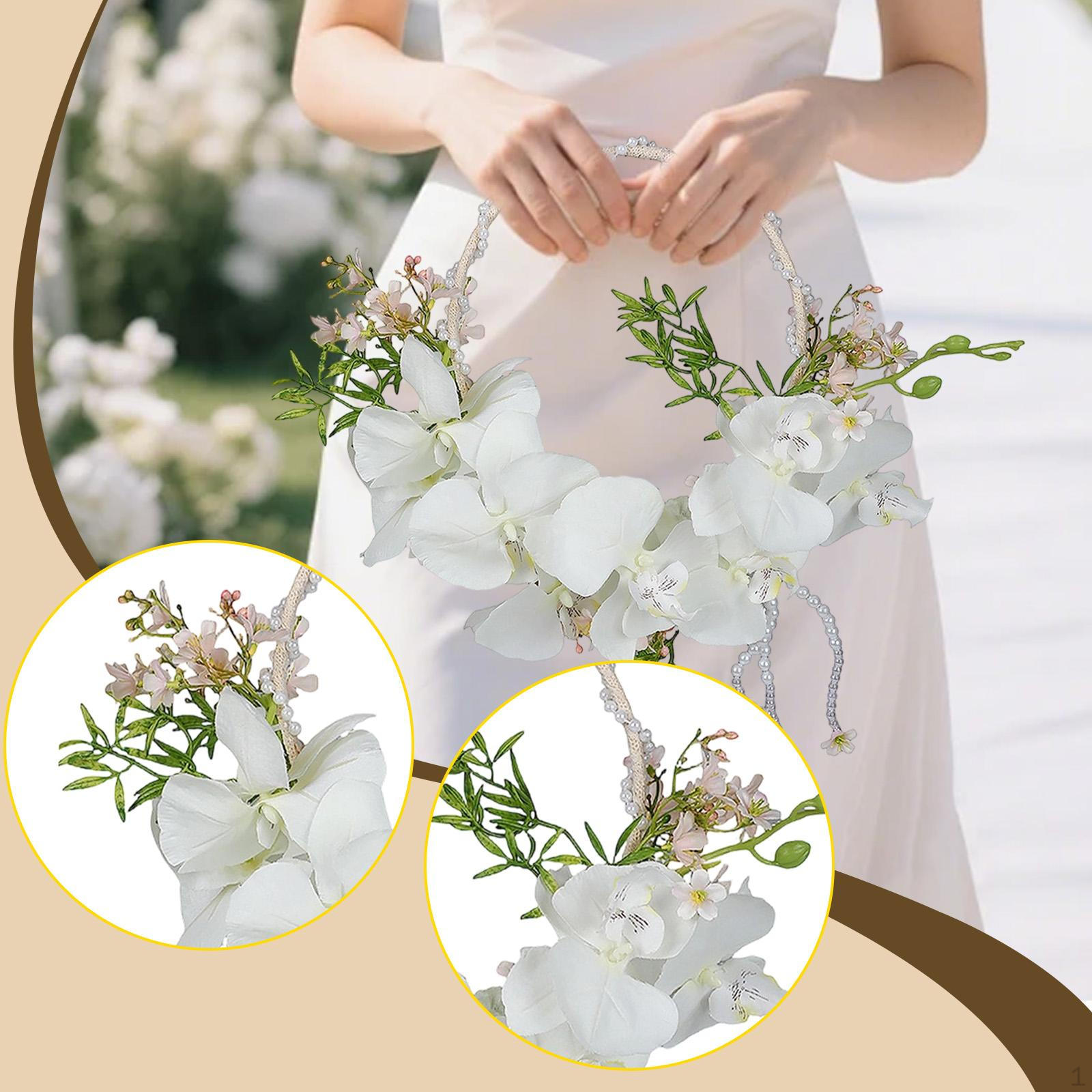 

Bridal Handheld Flower Garland Artificial Realistic European Design Wreath for Floral