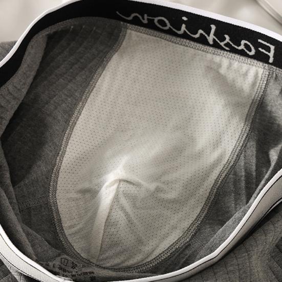 Men Boxer Underwear Elastic Mid-Waist Design Patchwork Color U-Convex Shorts Briefs Smooth Texture Panties