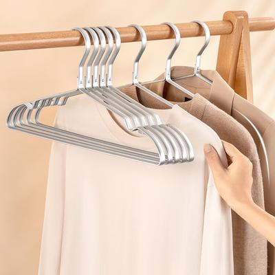 Silver Aluminum Alloy Hanger for Adult,Non-slip Drying Rack for Clothes Pants Coat, Metal Storage Organizer for Closet,5/10PCS