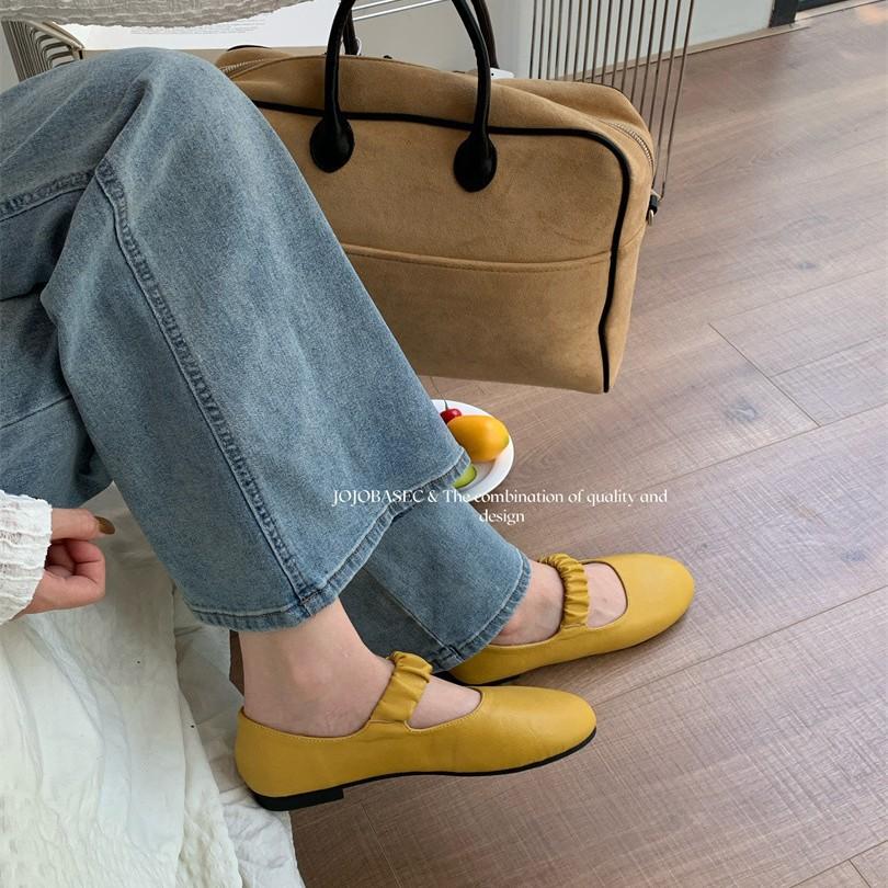 ! Maillard Hepburn style round head low heel 2025 autumn and winter new shallow mouth word with Mary Jane single shoes