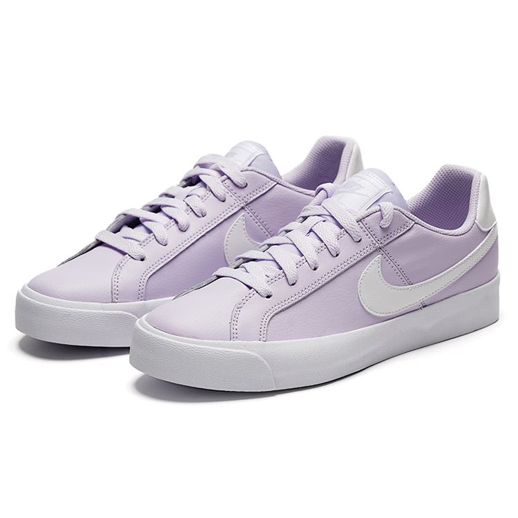 Nike Court Royale Ac Synthetic Leather Slip Resistant Durable Shock Absorbing Low Top Sneakers Women Sneakers White Light-Purple AO2810-501