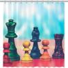 Chess Shower Curtain Horse Head International Chess Stripes Bathroom Curtains Chessboard Waterproof Board Game Bath Curtains Set