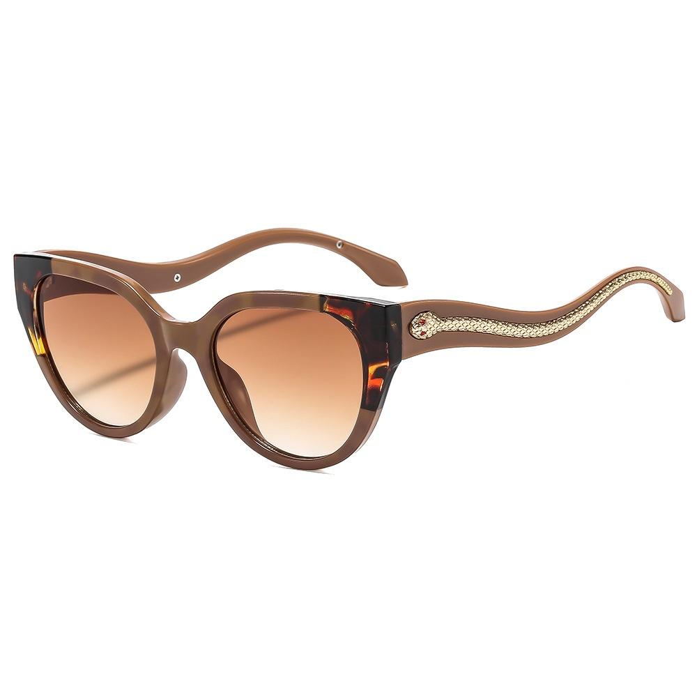 New Retro Cat Eye Fashion Women Sunglasses  Luxury Brand Snake Pattern Inlay Temple Design Punk Trend Men Uv400