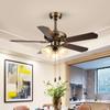 Retro American Chandelier Fan with LED Light for Living Room or Bedroom