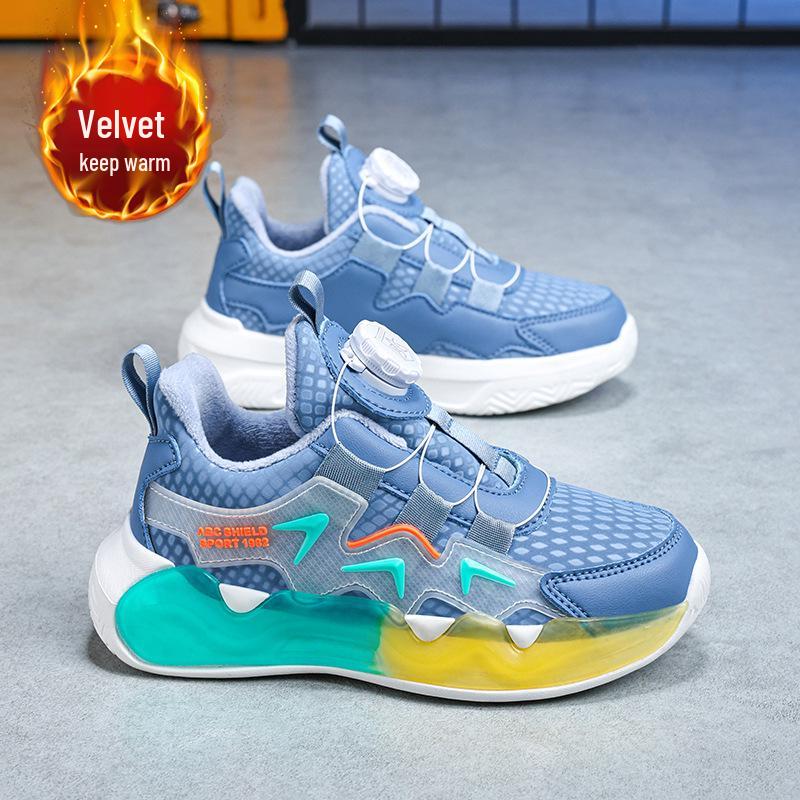 Girls' Cotton Winter Sports Shoes with Velvet Lining | 2025 Style | Medium & Large Sizes | Rotary Buckle | Warm Running Dad Sneakers
