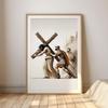 Jesus Carry The Cross Posters and Prints Canvas Printing Vintage Christian Wall Art Picture for Living Room Home Decor Gifts