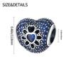 Original Charms Copper Blue Heart Zircon Stone Beads Fit Bracelet Women Jewelry Making Diy Gift