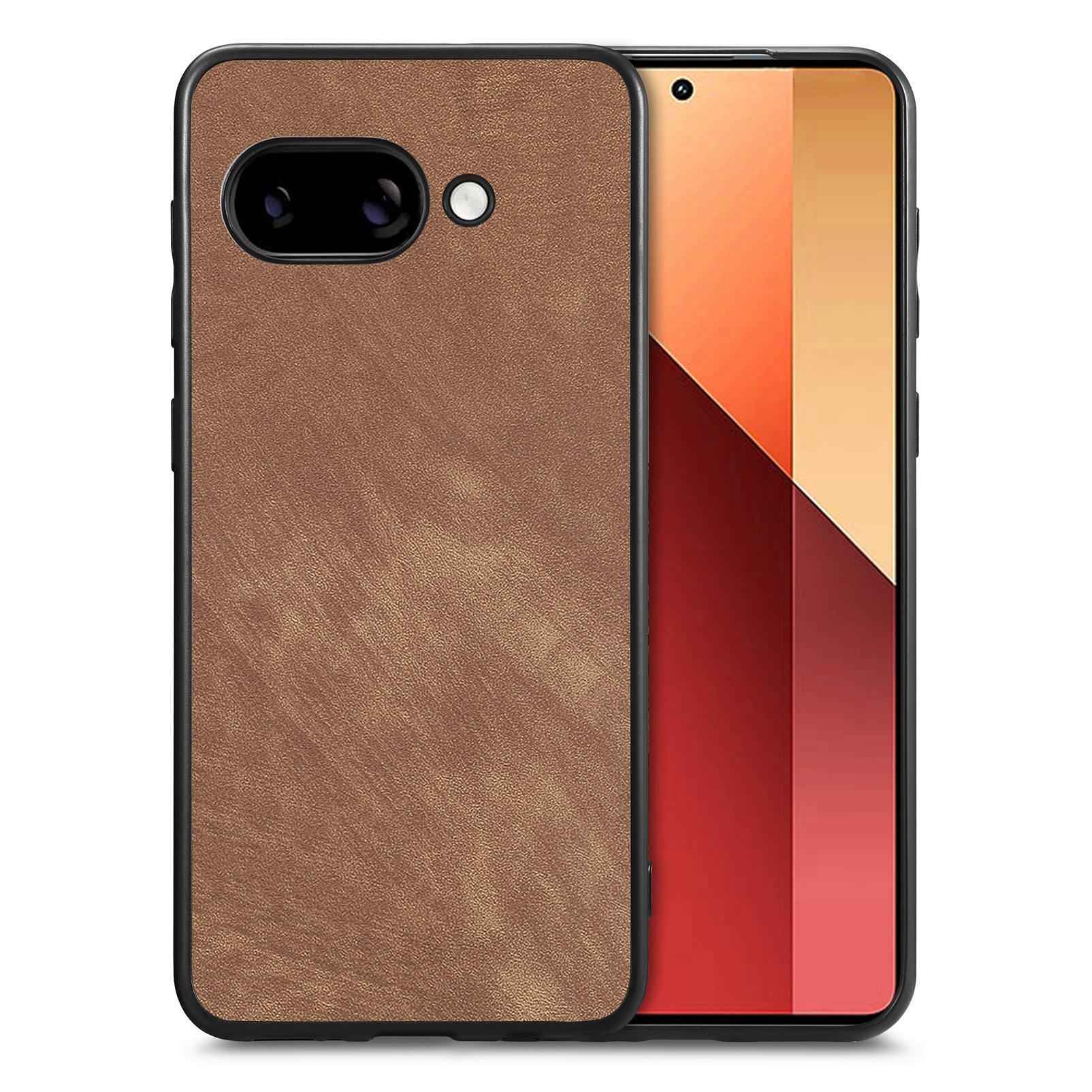

For Google Pixel 9a Case Shockproof Slim Retro Leather Phone Back Cover Brown