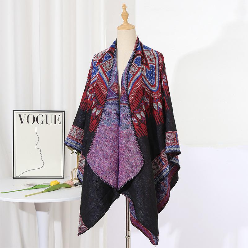 Winter Women Men Scarf Layers Poncho Retro Boho Print Wrap Shawl Scarve Capa Para Mujer Pashmina Cloak Travel Holiday Casual New