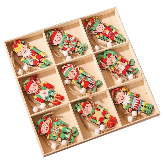 

18 шт., рождественские подвесные украшения, зеленые волосы, эльф, печенье, человек, многоразовый праздничный декор, рождественская елка, деревянный орнамент, кулон, праздничные атрибуты, фестиваль, подарок A