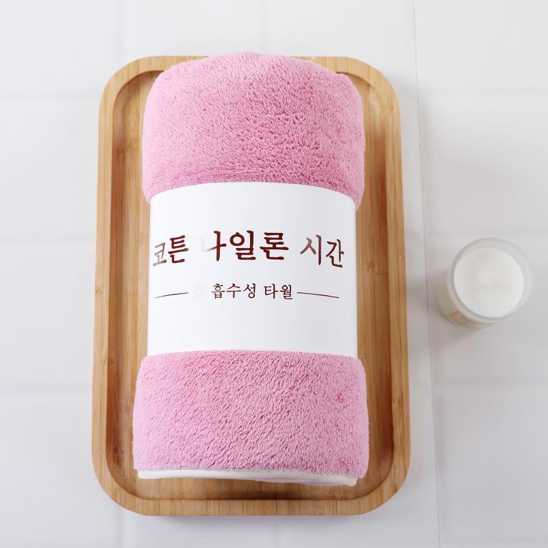 

Корейское банное полотенце из кораллового флиса - 70x140 см, толстый край, впитывающее и быстросохнущее, идеально подходит для мужчин и женщин, для пляжа и домашнего использования. 70*140cm розовый