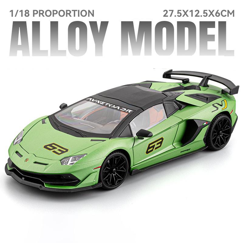 

1:18 Lamborghini Aventador SVJ63 Металлическая модель игрушечного автомобиля Колесо Рулевое управление Звук и Свет Детская игрушка Коллекционные предметы Подарок на день рождения