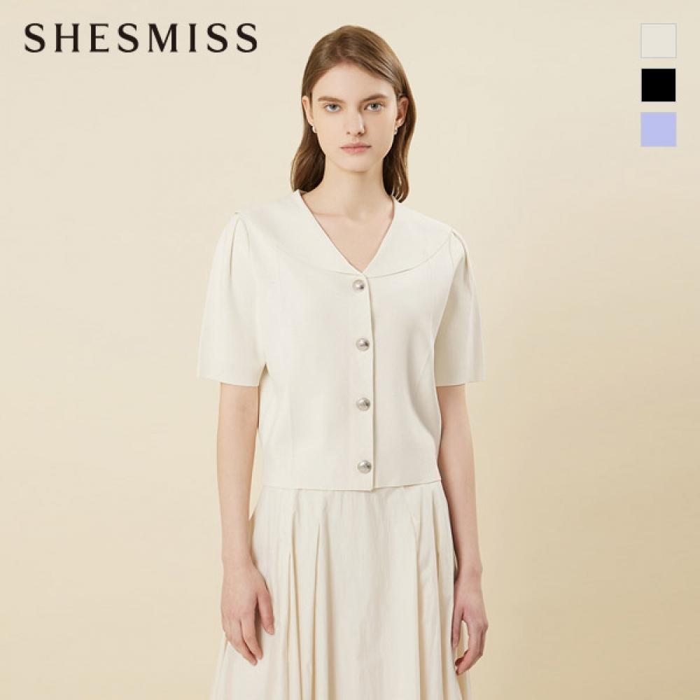 

She S miSS Big Collar Puff Knit Cardigan SSkcdn21040 light blue/55