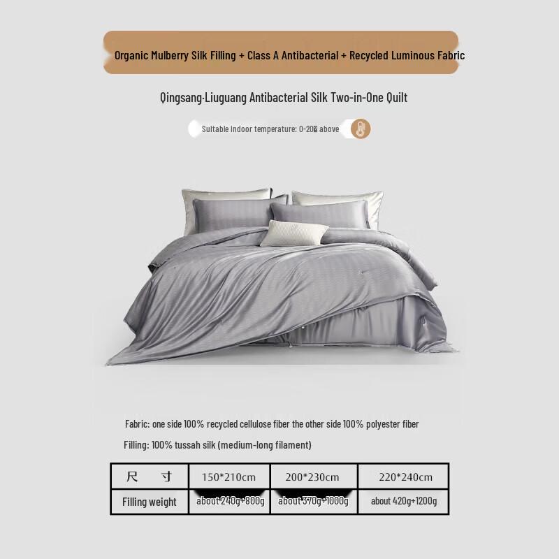 Mercury Home Textiles Qingsang Glimmer Antibacterial Tussah Silk All-Season Duvet