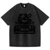 Retro Vasket Vintage T-skjorte E30 Bil 100% Bomull T-skjorte Fleece Tykk Varm Dame Herre Hip Hop Trykket Rund hals T-skjorte