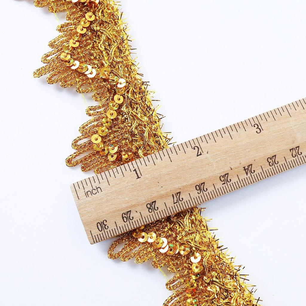 2 Yards Sequined Lace Trim Fabric Ribbon DIY Crafts 4CM Wide