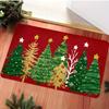 Christmas Tree Snow Scene Doormat,Red Gold Star Flannel Machine Washable Large Rug  Entryway Living Room Kitchen Holiday Decor