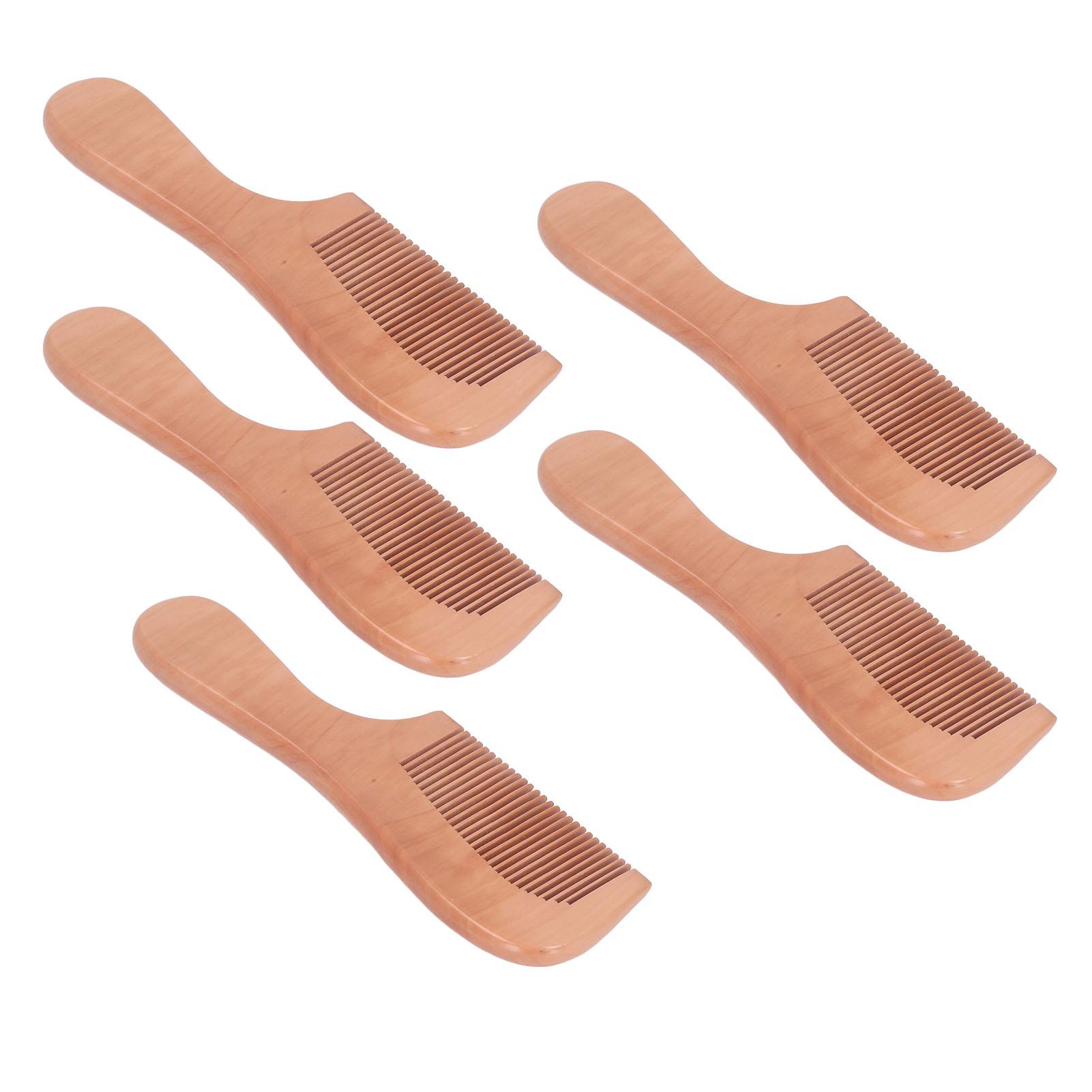 

5 шт. деревянная расческа для волос с эргономичной ручкой, предотвращающая скольжение, легкая, портативная, с закрытыми зубами, персикового цвета