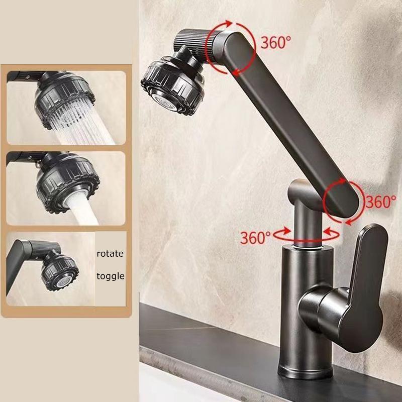 Multifunctional Universal Rotating Dual Mode Faucet Robotic Arm Wash Basin Kitchen Bathroom Hot and Cold Home Wash Basin