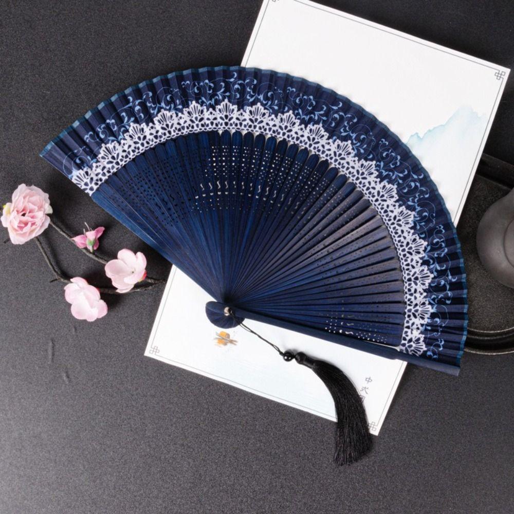 Silk Cloth Color Changing Folding Fan Bamboo Material Dance Fan Elegant Handicraft Fan Summer Use