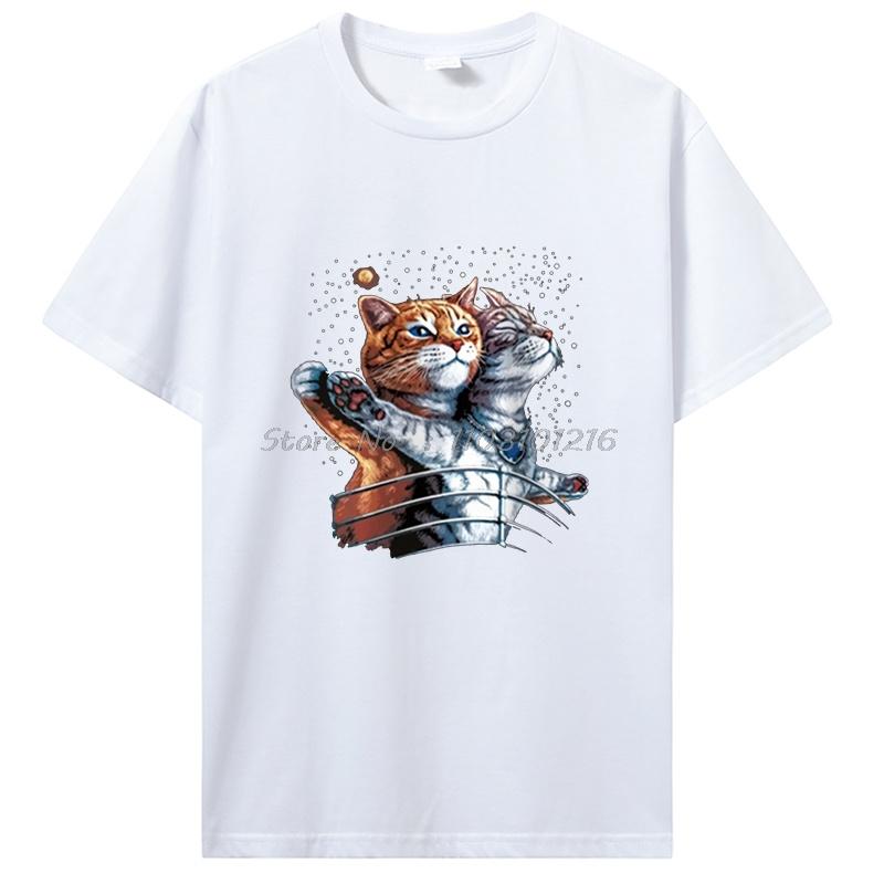 Stylish Spoof Falcon Print T-shirt Cartoon Cat Short Sleeve O-Neck Cotton Tshirt Casual Fitness Tops Men's Clothing Streetwear