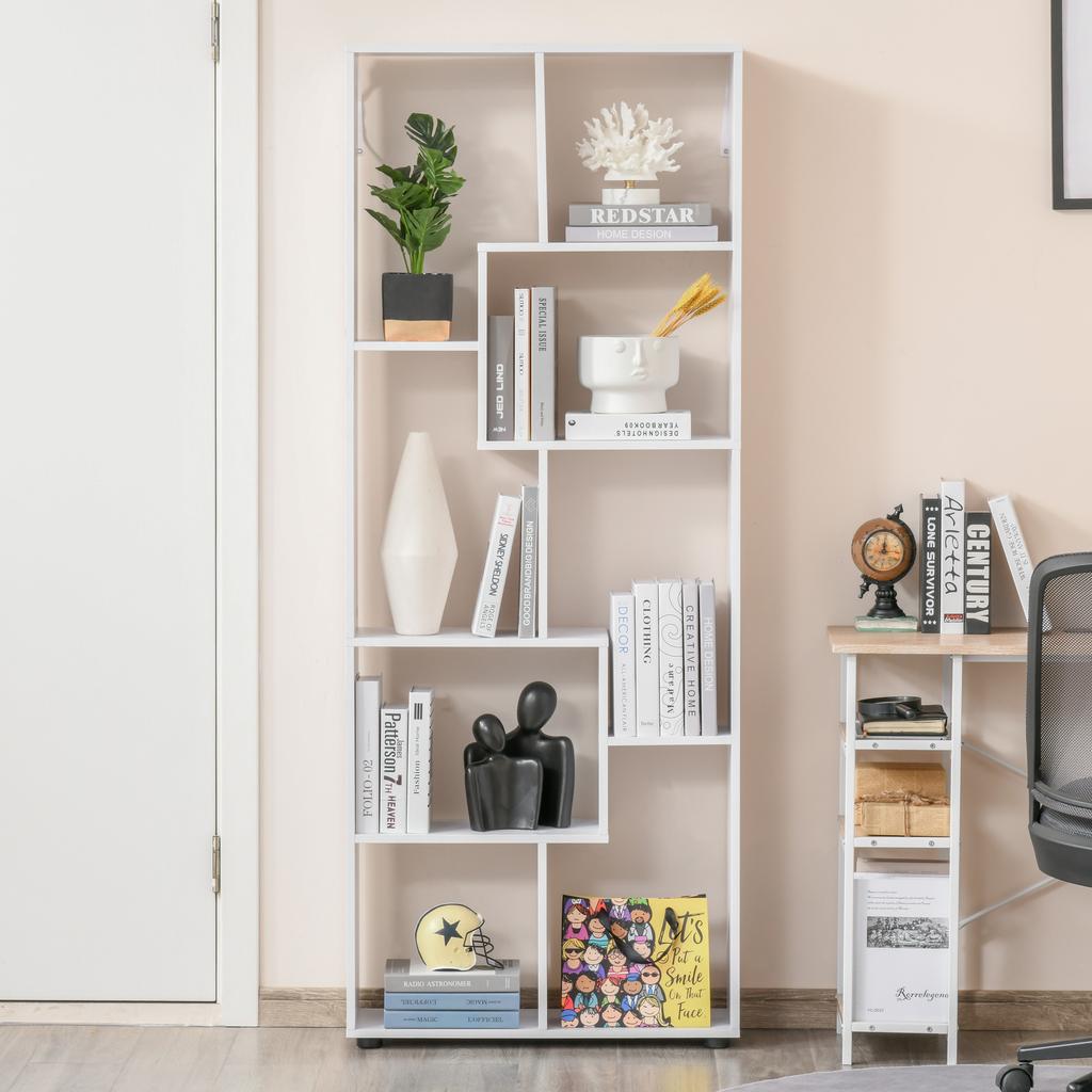 Bookshelf, Tall Bookcase, Modern Room Divider, 8 Cube Storage Unit, Freestanding Storage Shelf for Living Room, Bedroom, Home Office
