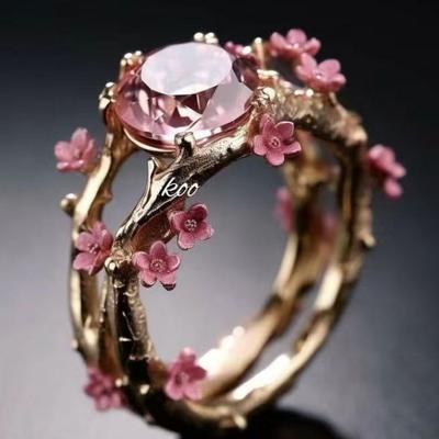 Eenvoudige en frisse koper-ingelegde zirkonia damesring, capabele en individuele ins-stijl ring