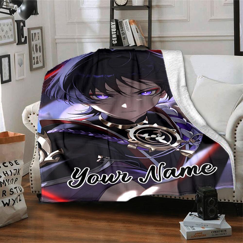 Customizable Genshin Impact9 Throw Blanket – Personalized Name, All-Season Cozy Snug Blanket, Machine Washable, Personalized Blanket