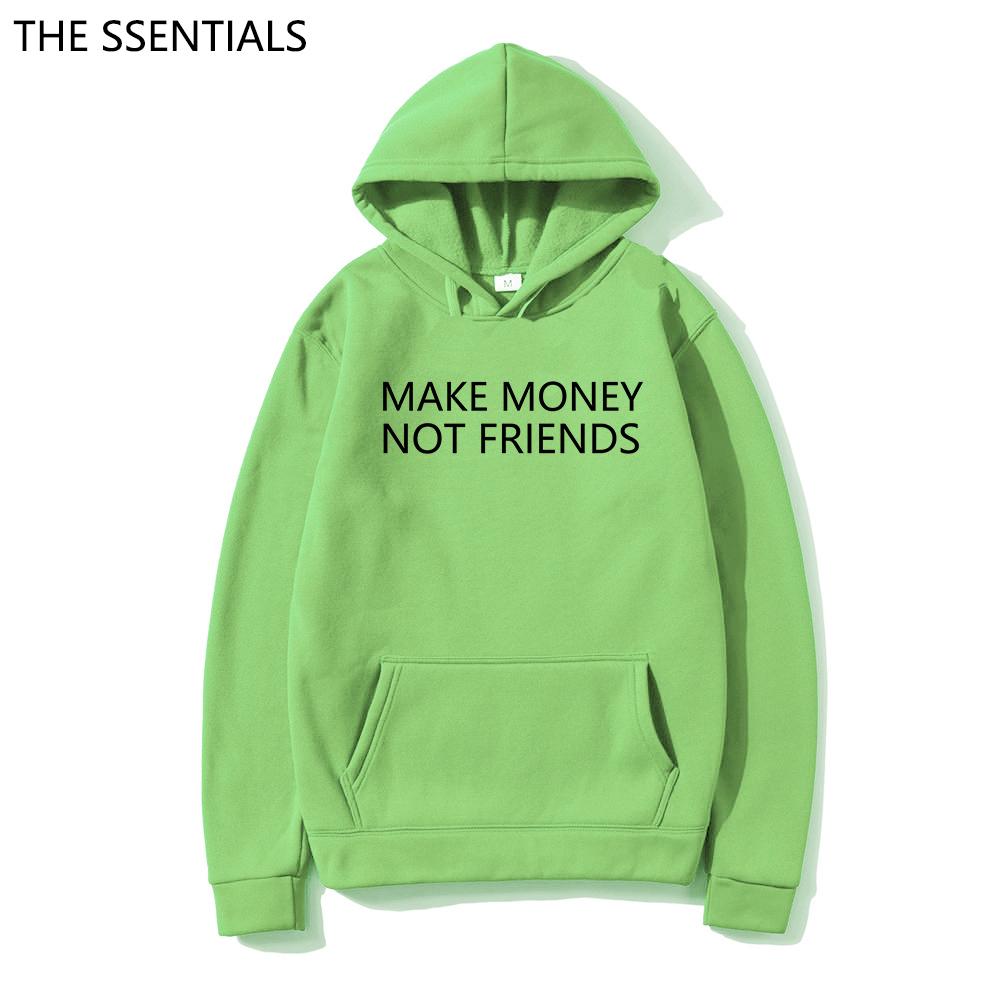 MAKE MONEY NOT FRIENDS Hoodie Fashion Unisex Letter Print Hooded Pullover Sudadera Unisex Streetwear Sweatshirts Hoody Tops Clothes